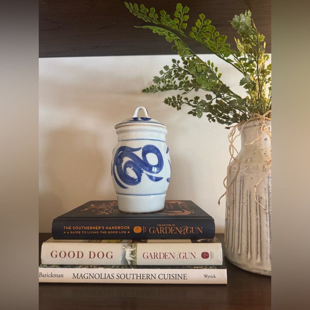 Vintage German Blue and White Salt Glazed Jar